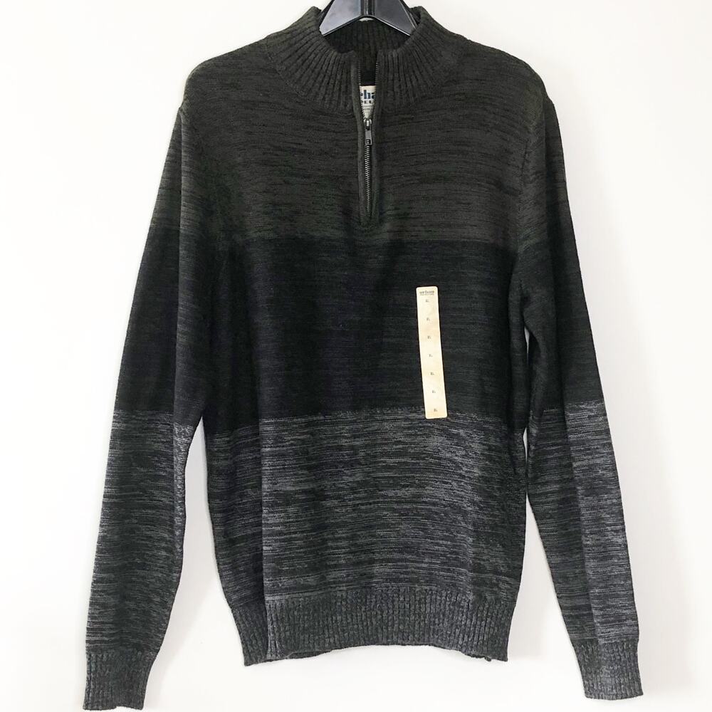 Urban Pipeline Men’s Size XL Sweater 1/4 Zip Knit Pullover Black Gray New